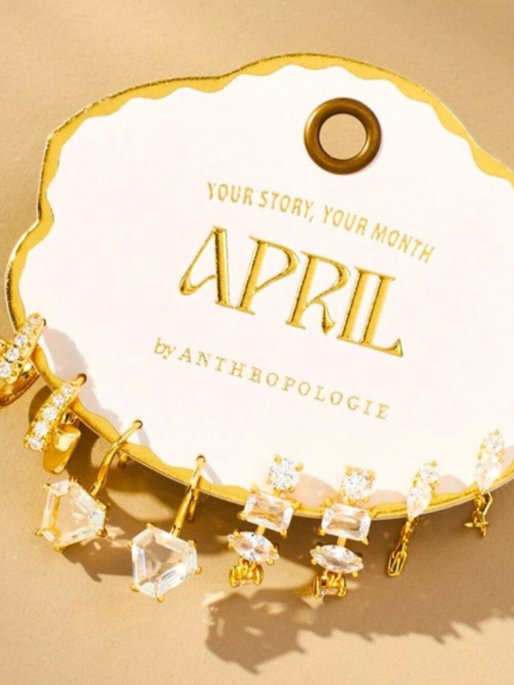 Anthropologie Birthstone Huggie Earrings, Set of 4 NWT